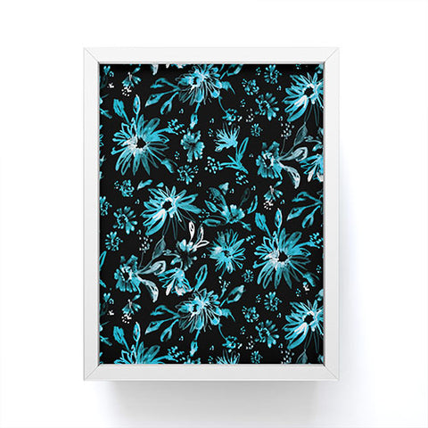 Schatzi Brown Lovely Floral Black Turquoise Framed Mini Art Print