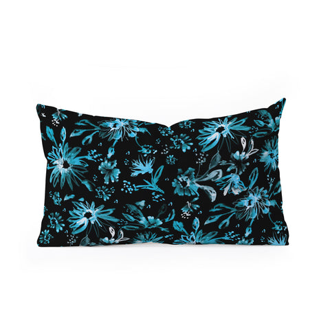 Schatzi Brown Lovely Floral Black Turquoise Oblong Throw Pillow