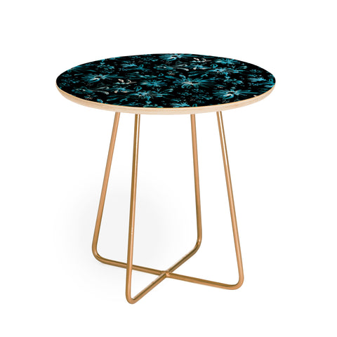 Schatzi Brown Lovely Floral Black Turquoise Round Side Table