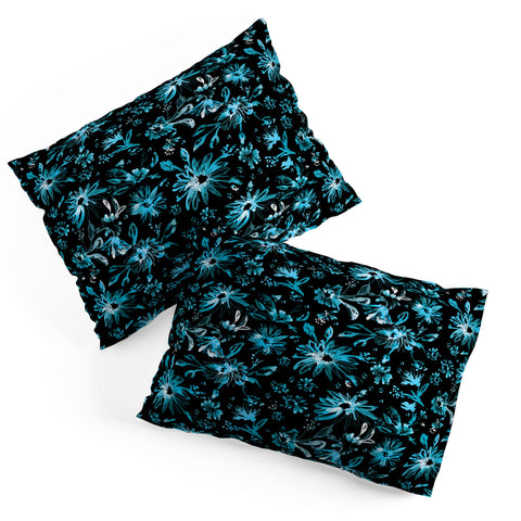 Schatzi Brown Lovely Floral Black Turquoise Pillow Shams