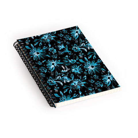 Schatzi Brown Lovely Floral Black Turquoise Spiral Notebook