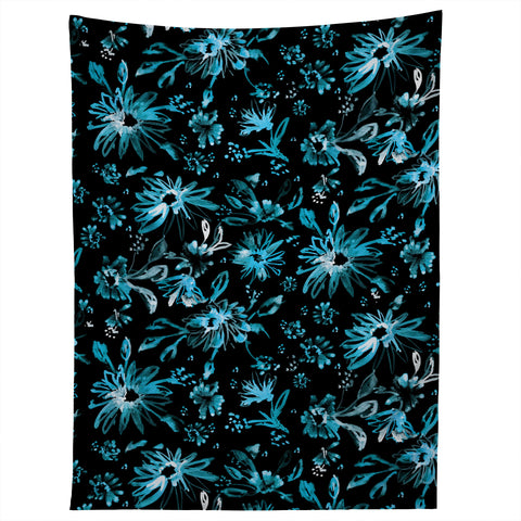 Schatzi Brown Lovely Floral Black Turquoise Tapestry