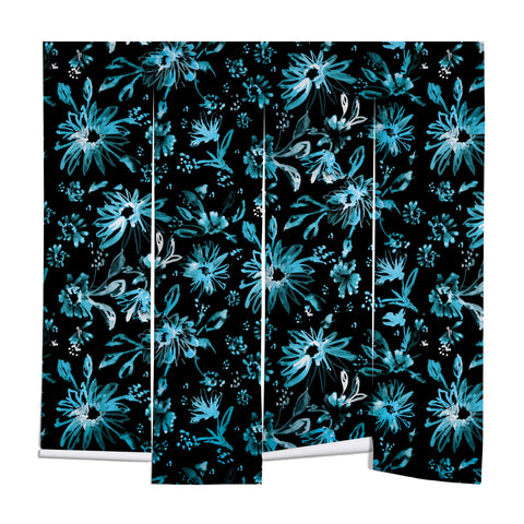 Schatzi Brown Lovely Floral Black Turquoise Wall Mural
