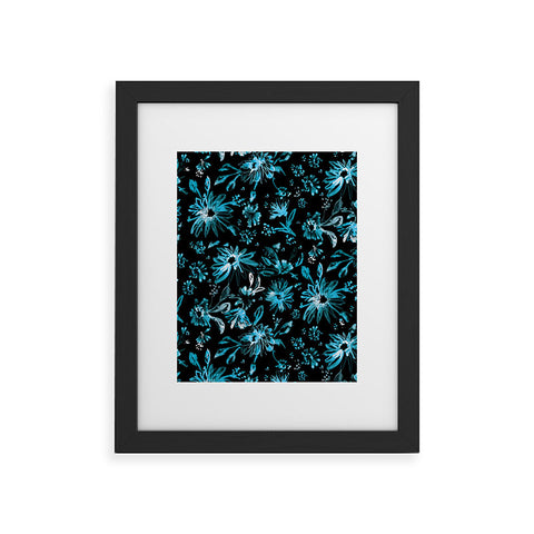 Schatzi Brown Lovely Floral Black Turquoise Framed Art Print