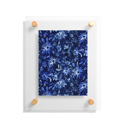 Schatzi Brown Lovely Floral Dark Blue Floating Acrylic Print