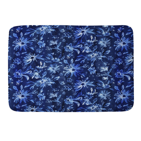 Schatzi Brown Lovely Floral Dark Blue Memory Foam Bath Mat