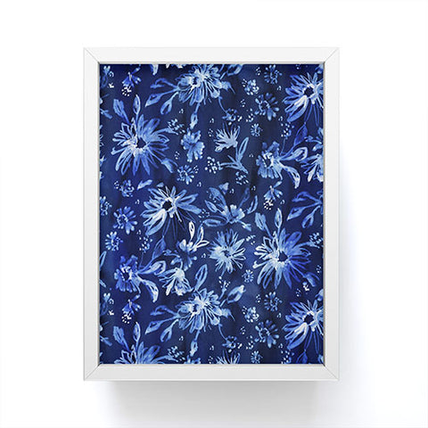 Schatzi Brown Lovely Floral Dark Blue Framed Mini Art Print