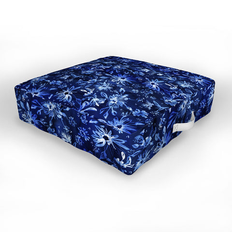 Schatzi Brown Lovely Floral Dark Blue Outdoor Floor Cushion