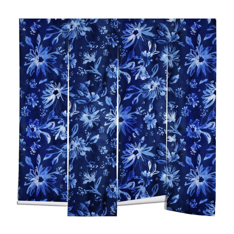 Schatzi Brown Lovely Floral Dark Blue Wall Mural