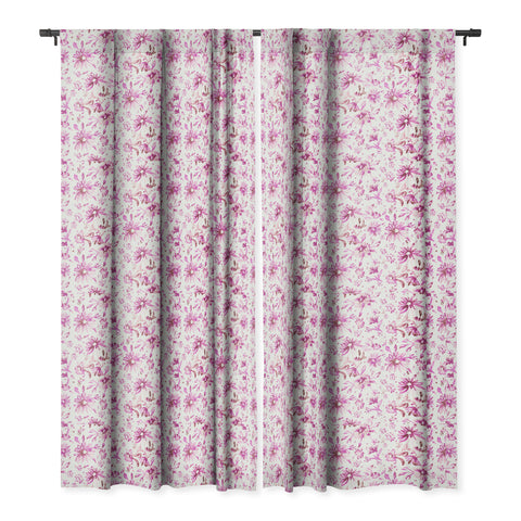Schatzi Brown Lovely Floral Pink Blackout Window Curtain