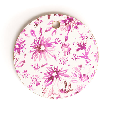 Schatzi Brown Lovely Floral Pink Cutting Board Round