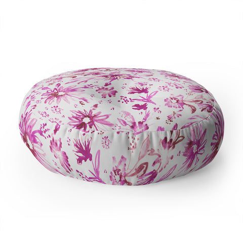 Schatzi Brown Lovely Floral Pink Floor Pillow Round