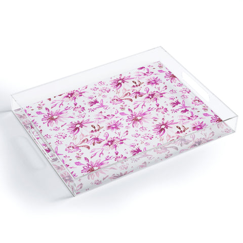 Schatzi Brown Lovely Floral Pink Acrylic Tray