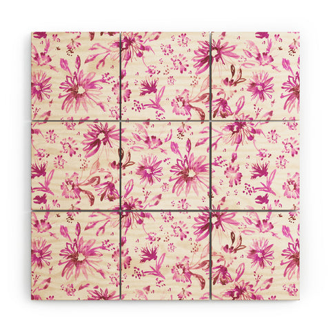 Schatzi Brown Lovely Floral Pink Wood Wall Mural