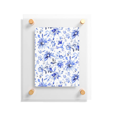 Schatzi Brown Lovely Floral White Blue Floating Acrylic Print