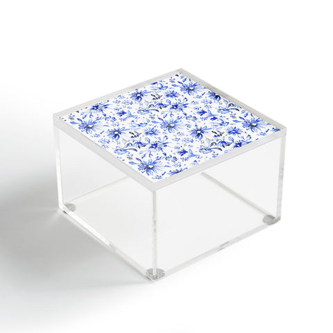 Schatzi Brown Lovely Floral White Blue Acrylic Box