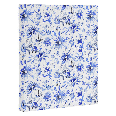 Schatzi Brown Lovely Floral White Blue Art Canvas