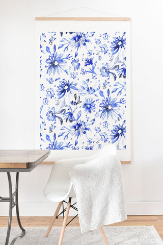 Schatzi Brown Lovely Floral White Blue Art Print And Hanger