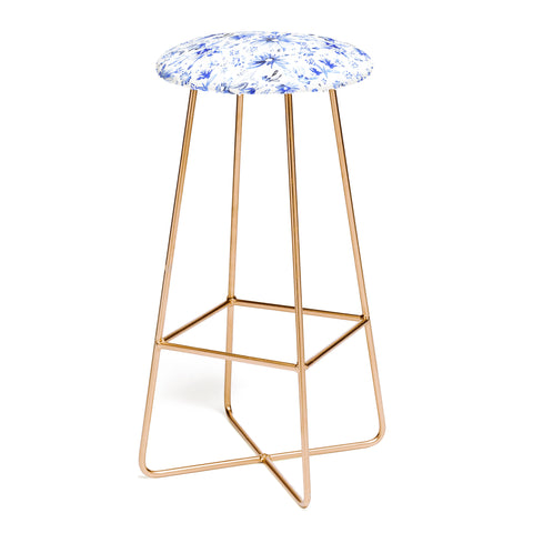 Schatzi Brown Lovely Floral White Blue Bar Stool