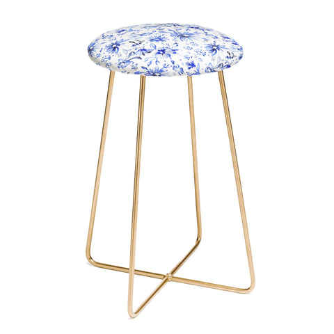 Schatzi Brown Lovely Floral White Blue Counter Stool