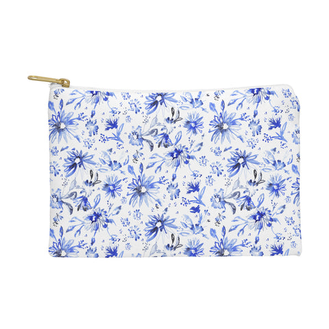 Schatzi Brown Lovely Floral White Blue Pouch
