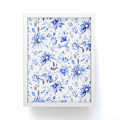Schatzi Brown Lovely Floral White Blue Framed Mini Art Print
