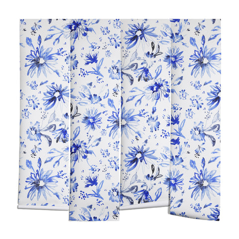 Schatzi Brown Lovely Floral White Blue Wall Mural