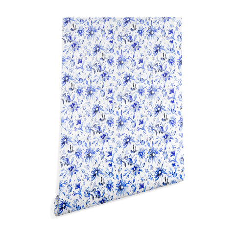 Schatzi Brown Lovely Floral White Blue Wallpaper