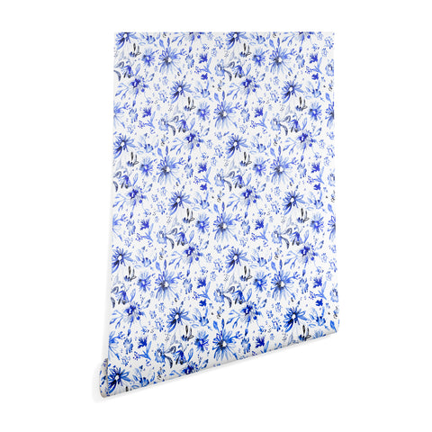 Schatzi Brown Lovely Floral White Blue Wallpaper