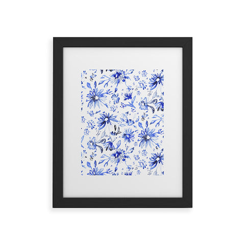 Schatzi Brown Lovely Floral White Blue Framed Art Print