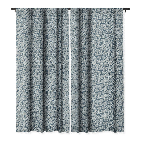 Schatzi Brown Lucy Floral Night Blue Blackout Window Curtain