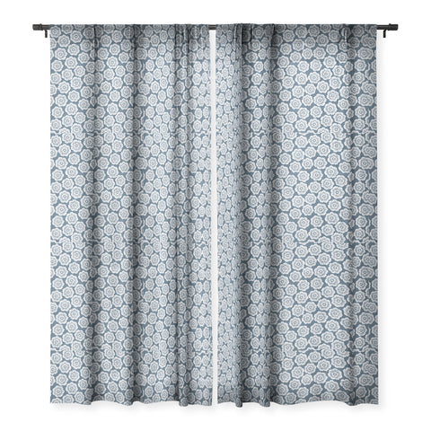 Schatzi Brown Lucy Floral Night Blue Sheer Window Curtain