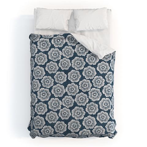 Schatzi Brown Lucy Floral Night Blue Duvet Cover