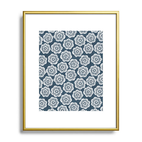 Schatzi Brown Lucy Floral Night Blue Metal Framed Art Print
