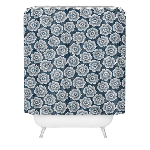 Schatzi Brown Lucy Floral Night Blue Shower Curtain