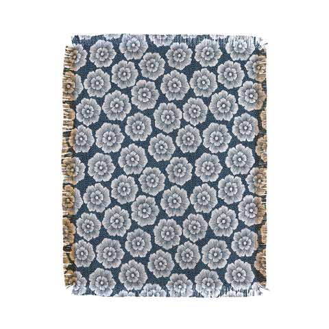Schatzi Brown Lucy Floral Night Blue Throw Blanket