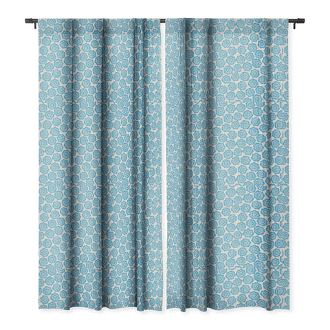 Schatzi Brown Lucy Floral Turquoise Blackout Window Curtain