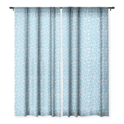 Schatzi Brown Lucy Floral Turquoise Sheer Window Curtain
