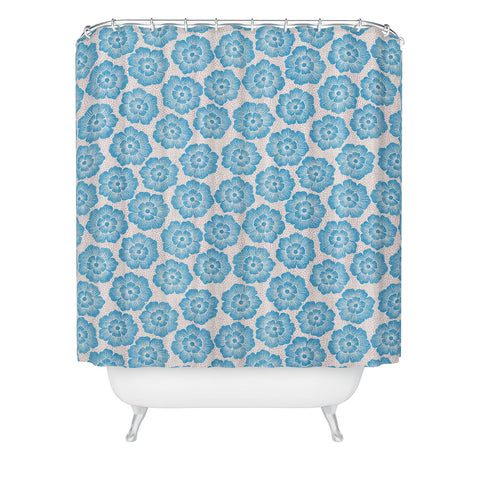 Schatzi Brown Lucy Floral Turquoise Shower Curtain