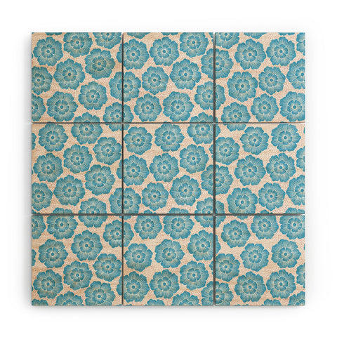 Schatzi Brown Lucy Floral Turquoise Wood Wall Mural