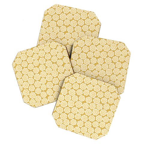 Schatzi Brown Lucy Floral Yellow Coaster Set