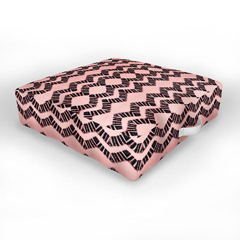 Schatzi Brown Luna Tie Dye Pink Black Outdoor Floor Cushion