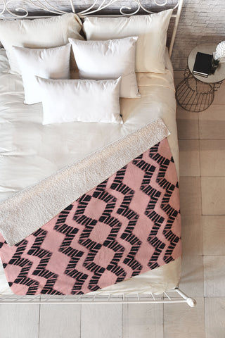 Schatzi Brown Luna Tie Dye Pink Black Fleece Throw Blanket