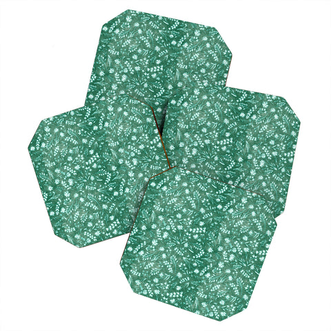 Schatzi Brown Mallory Floral Emerald Coaster Set