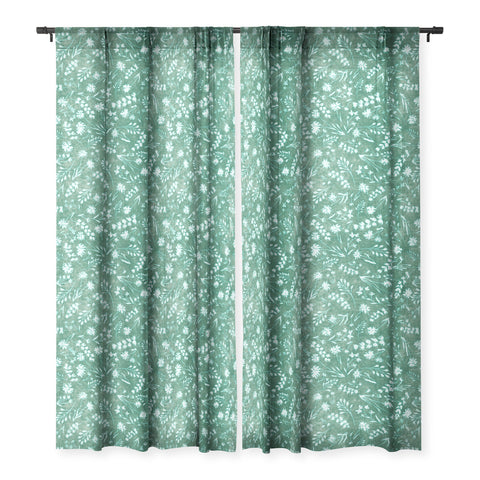 Schatzi Brown Mallory Floral Emerald Sheer Window Curtain