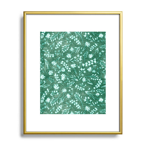 Schatzi Brown Mallory Floral Emerald Metal Framed Art Print