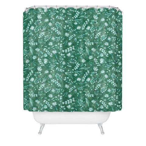 Schatzi Brown Mallory Floral Emerald Shower Curtain