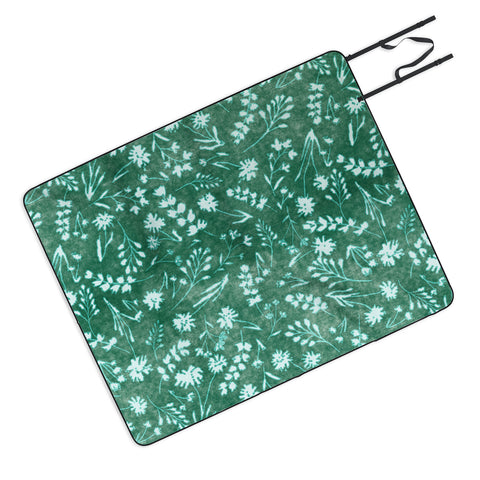 Schatzi Brown Mallory Floral Emerald Picnic Blanket