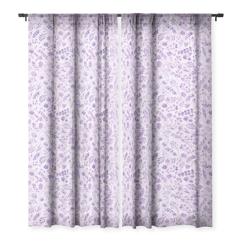 Schatzi Brown Mallory Floral Lilac Sheer Window Curtain