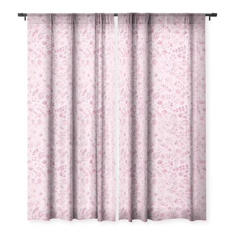 Schatzi Brown Mallory Floral Pink Sheer Window Curtain